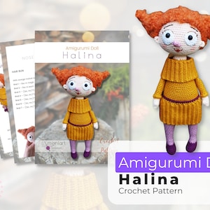 Amigurumi doll ENGLISH PATTERN - Halina autumn crochet girl, handmade toy tutorial, autumn lover crochet, amigurumi pdf, crochet tutorial