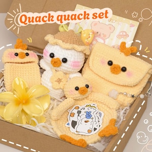 Crochet duck gift set, amigurumi ducks, handmade-gifted accessories, Birthday gifts, Self-gift, Cute gifte gifting ideas