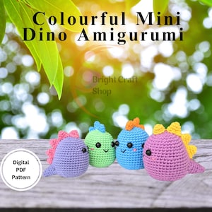 Colourful Mini Dino, Amigurumi Crochet PDF Pattern, Instant Digital Download, Dino Amigurumi, DIY amigurumi toy, Handmade toy pattern, Dino
